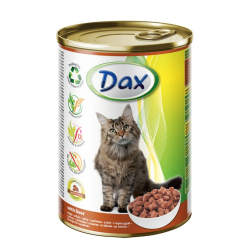 Konzerva pro kočky Dax kousky s játry 415 g